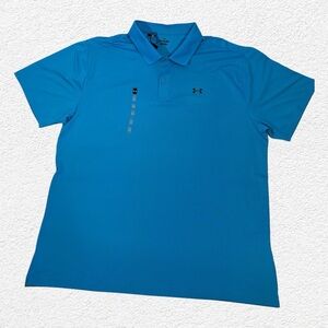 Under Armour Heat Gear UA Mens Polo shirt Lightweight Blue Sz: XXL/TTG